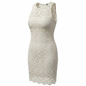 C&A | Cream Boho Crochet Lace Sleeveless Mini Shift Dress | 42 EUR (US 10)